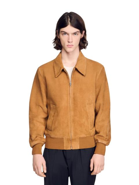 Sandro SANDRO Goat leather jacket in Cognac at Nordstrom