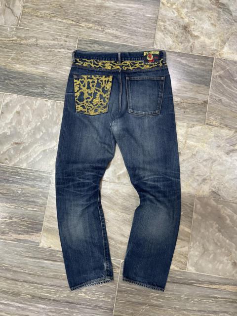 Bape Tapered Jeans - Selvedge - Gold Rope Camo Patter Print
