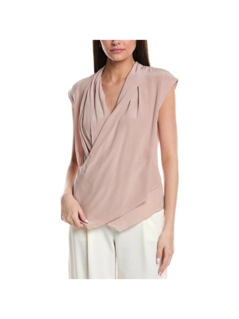 Brunello Cucinelli Brunello Cucinelli Wolight Pink Silk Draped Shirt