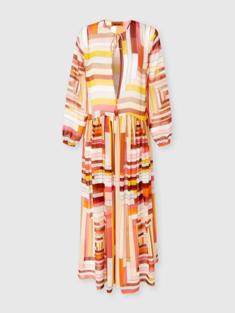 Missoni Long cover-up dress in printed silk with long sleeves