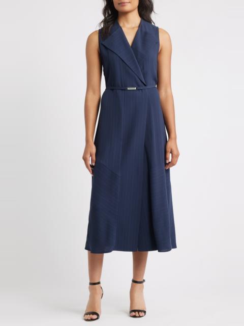 BOSS BOSS Dimosa Directional Stripe Sleeveless Midi Dress in Sky Captain Pinstripe at Nordstrom