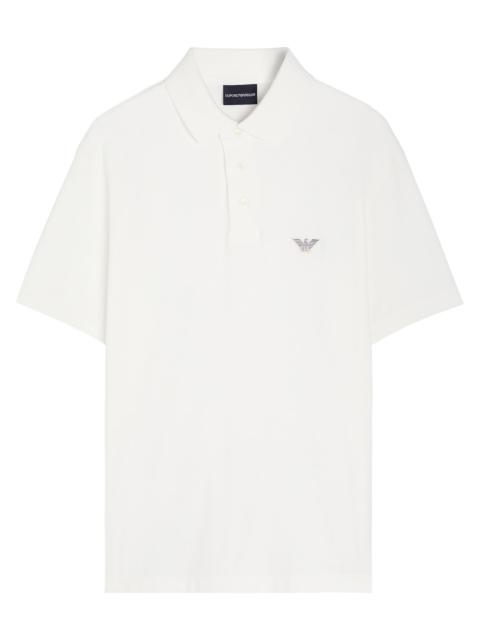 EMPORIO ARMANI Emporio Armani Logo-embroidered Piqué Cotton Polo Shirt