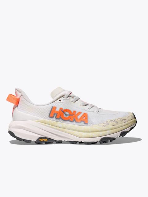 HOKA Women's Speedgoat 6 Shoes in White/Neon Tangerine