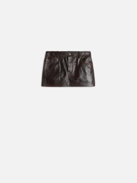 7 For All Mankind MINI SKIRT in Leather Vintage Brown