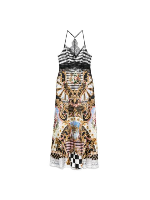 lace splice bias maxi dress
