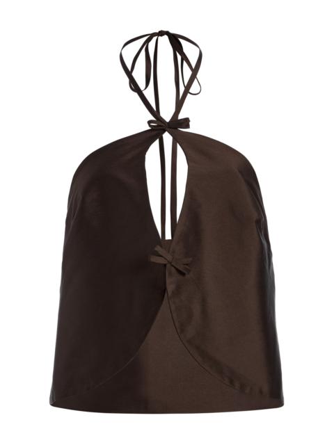 MARLIES GRACE Exclusive Celeste Taffeta Halter Top brown