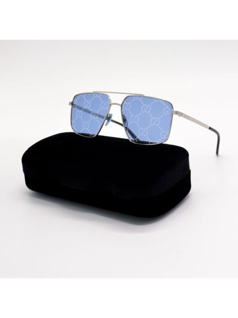 GUCCI New Gucci GG0941S 004 Blue Silver Pilot Unisex Sunglasses