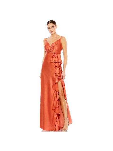 Other Designers NWT Mac Duggal 68551 Ruffle Slit High
Waist Dress in Spice Sz 2 $398‎