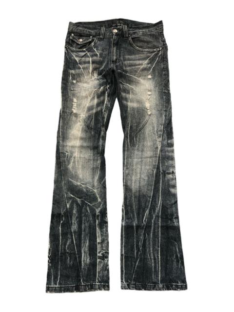 Other Designers Vintage - FLARED💥BLACK BACCARA TWISTED RIPPED DISTRESSED DENIM PANT