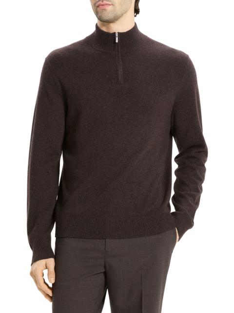 Theory Theory Hilles Quarter Zip Cashmere Sweater in Brownwood Melange at Nordstrom