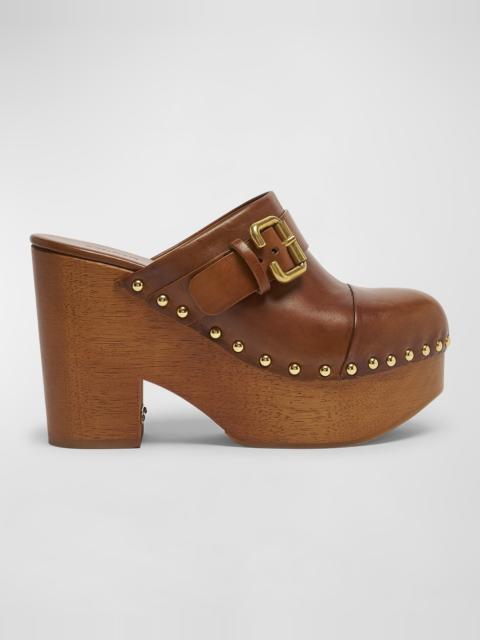 Chloé Jeannette Leather Platform Clogs