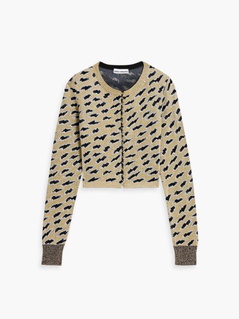 rabanne Cropped metallic jacquard-knit cardigan