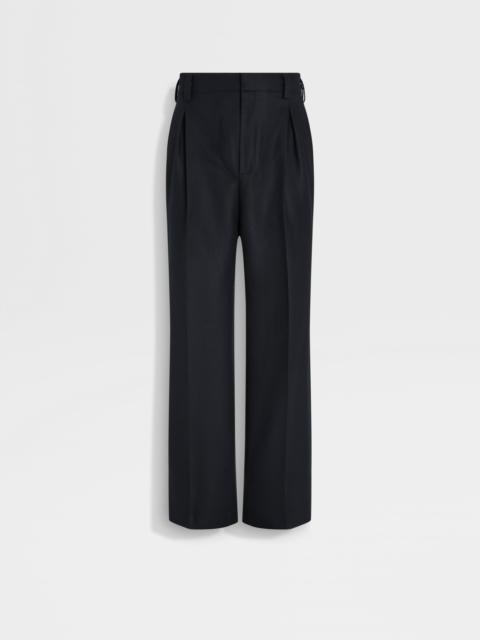 ZEGNA BLACK MÉLANGE WOOL PANTS