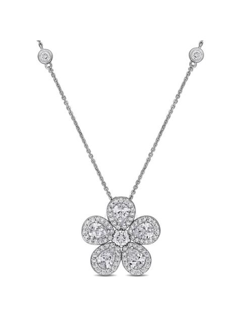 Created Forever - Created Forever 3 1/4ct TW Lab-Grown Diamond Flower Pendant with Chain in 14k White Gold - 17 in