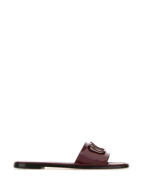 Valentino Garavani Women Burgundy Leather Vlogo Signature Slippers