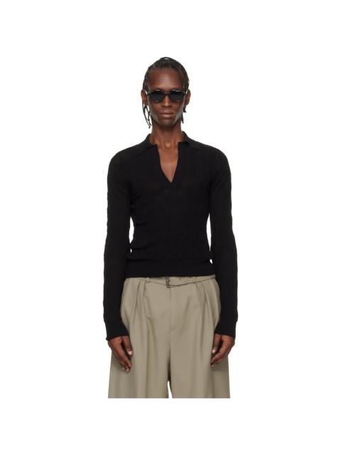 Dries Van Noten Black Knit Polo
