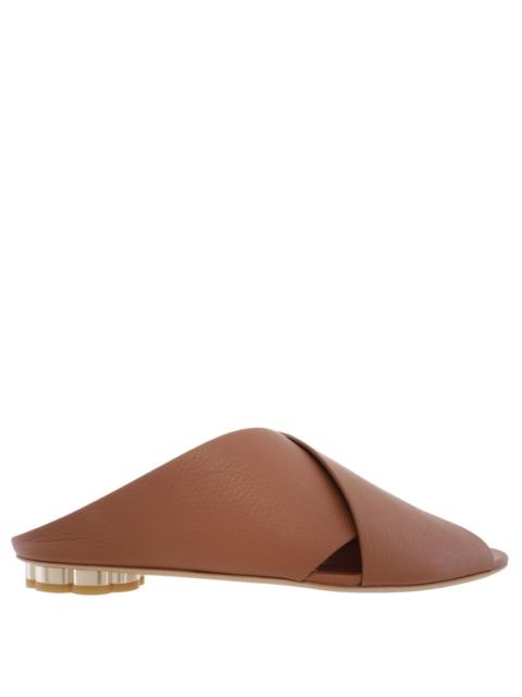 FERRAGAMO Ferragamo Leather Crisscross Mule Sandals, Size 8.5 C