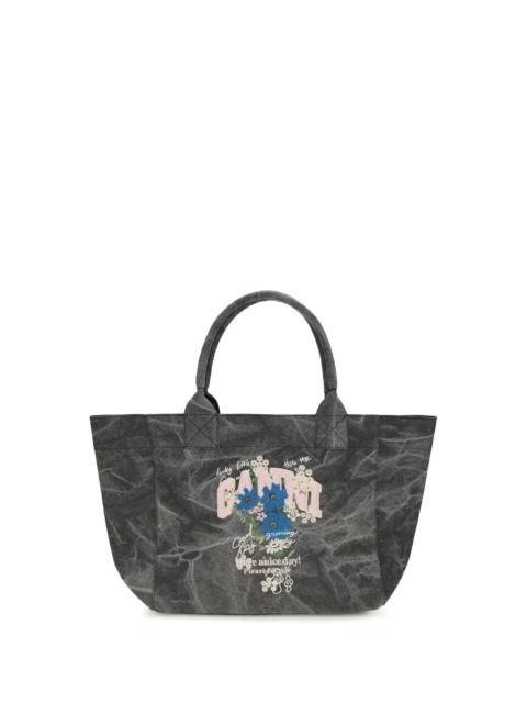 GANNI Ganni Women Medium Trapeze Flower-Print Shopping Bag