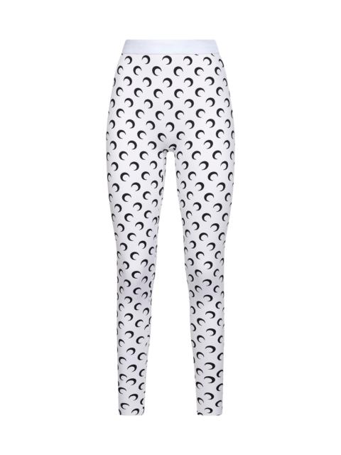 Marine Serre Marine Serre Women Optical White Moon Print Recycled Jersey Leggings