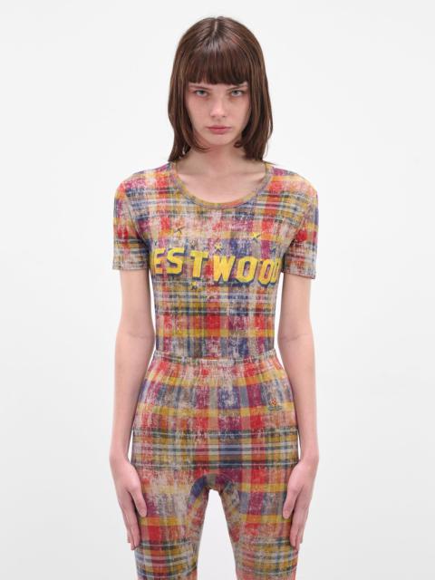 Vivienne Westwood Red Distressed Tartan Peru Tee