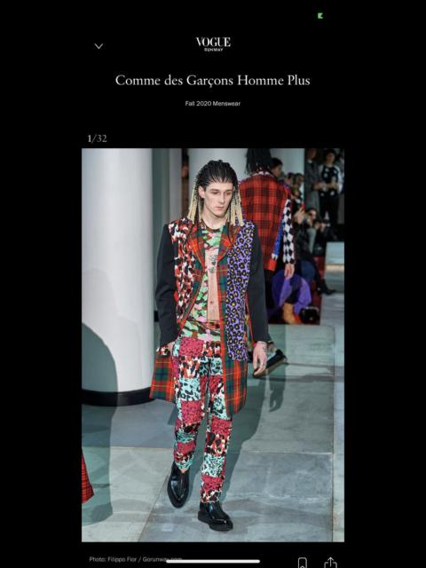 Comme Des Garçons New FW2020 Runway Animal Print Patchwork Pants