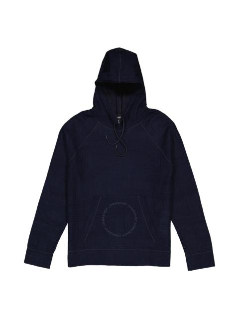 EMPORIO ARMANI Emporio Armani Men's Blu Navy Linen-blend Hoodie