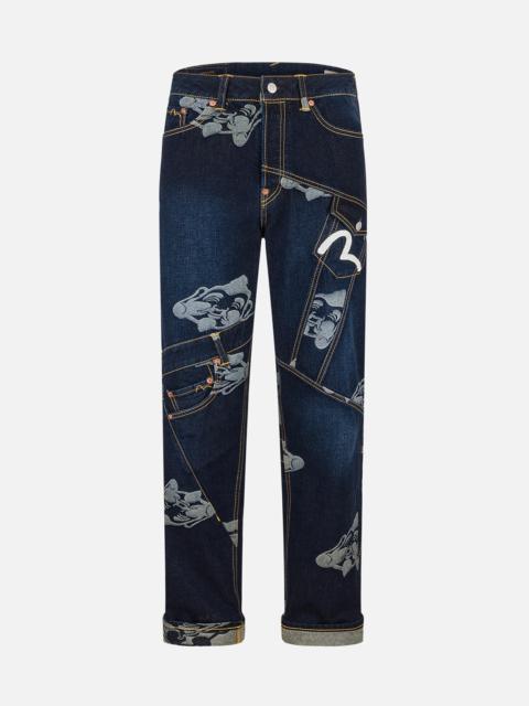 EVISU Seagull Embroidery and Godhead Jacquard Straight Fit Jeans