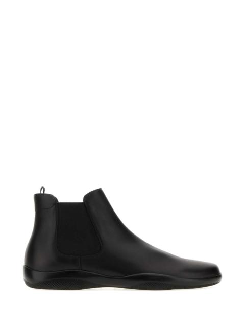 Prada Prada Men Black Leather Ankle Boots