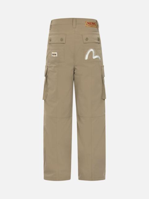 EVISU KAMON AND SEAGULL EMBROIDERY LOOSE FIT CARGO PANTS