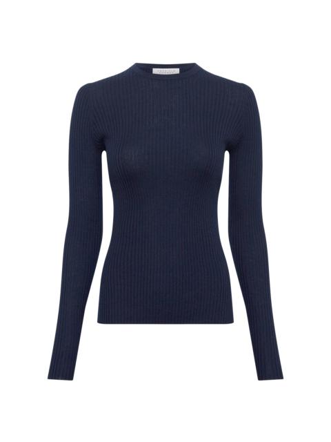 GABRIELA HEARST Browning Knit Sweater in Electric Navy Cashmere Silk