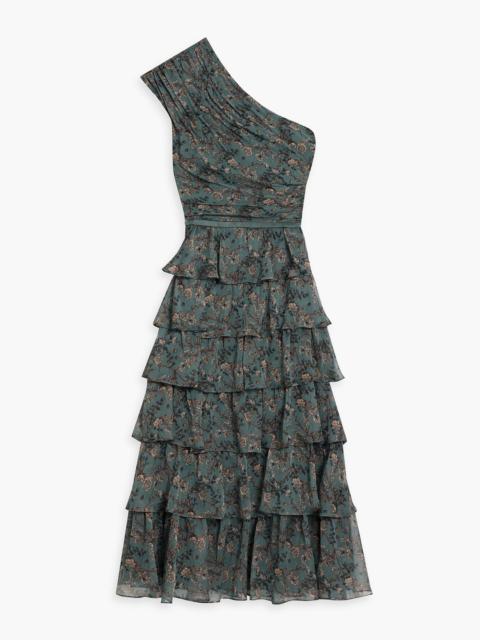 Other Designers One-shoulder ruffled floral-print georgette midi dress