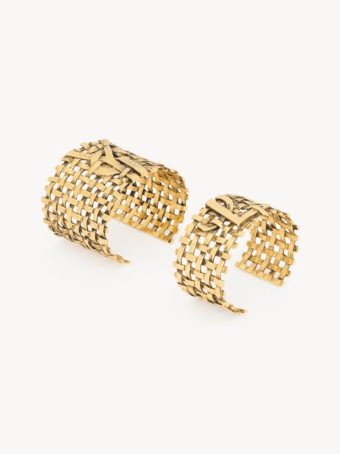 SAINT LAURENT CASSANDRE WOVEN CUFF IN METAL