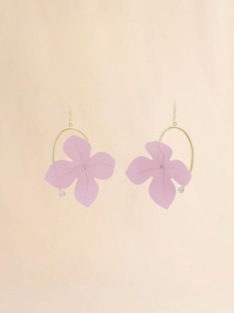 Marni PINK AND CREAM POPLIN FLOWER HOOK EARRINGS