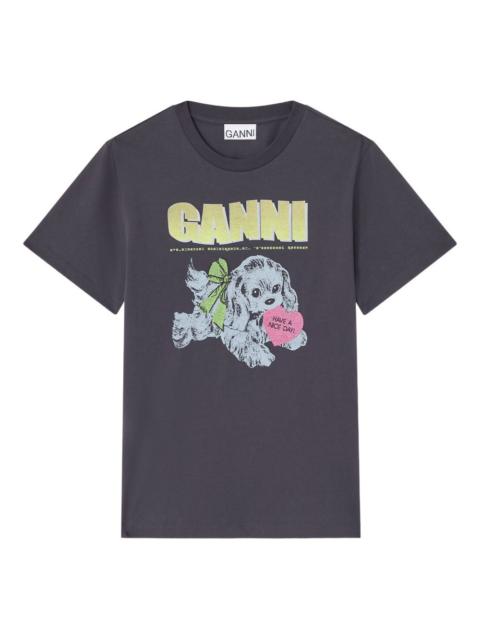 GANNI Ganni Women Neon Puppy Organic Cotton T-Shirt