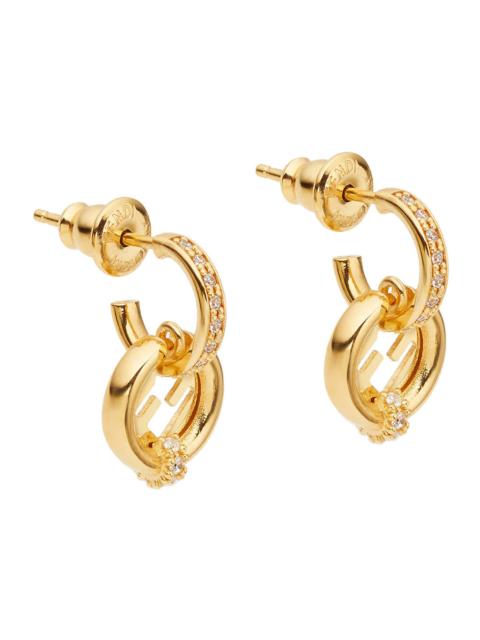 FENDI Fendi Women 'Ever Round' Gold Colored Earings With Crystal Embellishments In Brass Woman