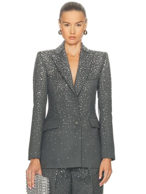 ALEX PERRY Crystal Embellished Fitted Blazer