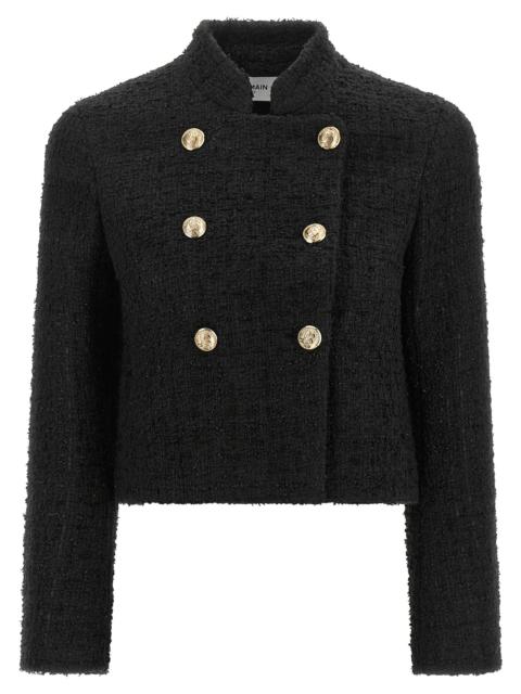 Balmain Balmain Women Double-Breasted Tweed Short Jacket