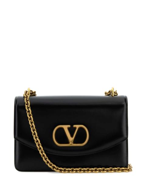 Valentino Valentino Garavani Men Black Leather Vain Shoulder Bag
