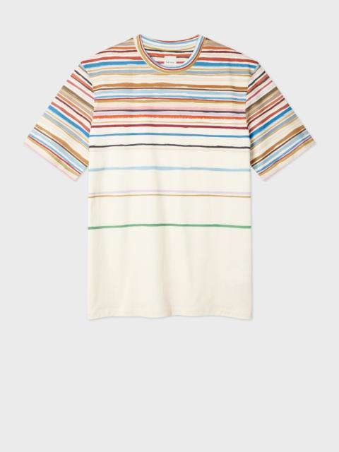 Paul Smith Ecru 'Painted Signature Stripe' T-Shirt