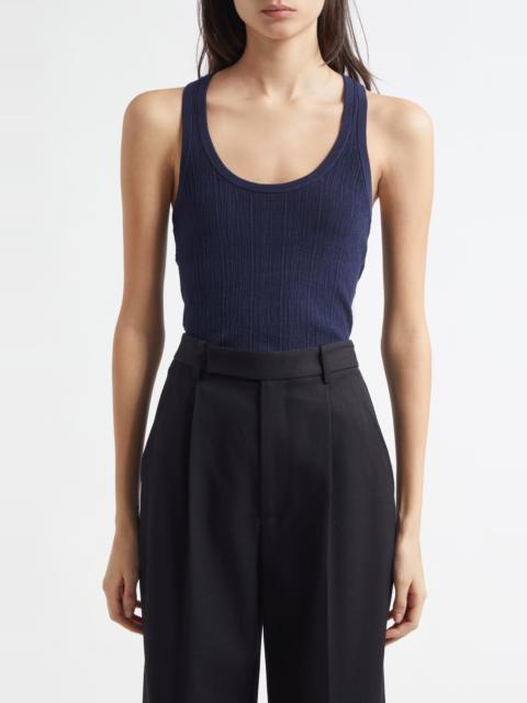 A.L.C. A.L.C. Iris Racerback Cotton Blend Tank in Navy at Nordstrom