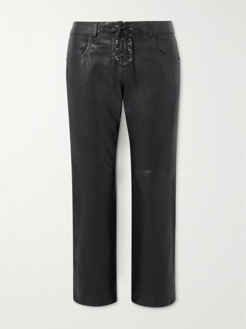 Isabel Marant Vanel Lace-up Leather Straight-leg Pants