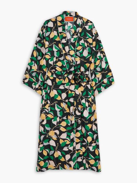 Other Designers Belted floral-print silk-twill robe