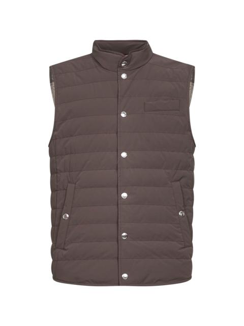 Brunello Cucinelli Brown bonded nylon down vest