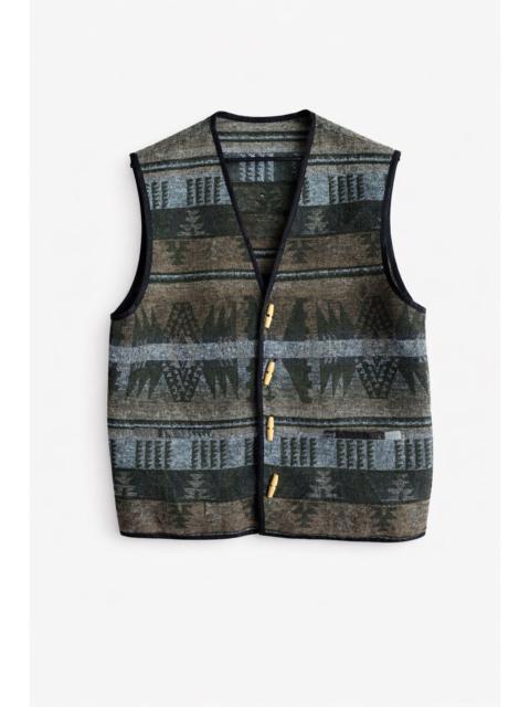 Other Designers Japanese Brand - MUHE’T Patterned Wool Vest Minimalist Ethnic Knit Gilet