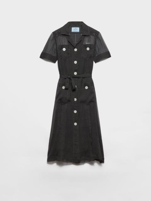 Prada Polka-dot silk chiffon shirt dress