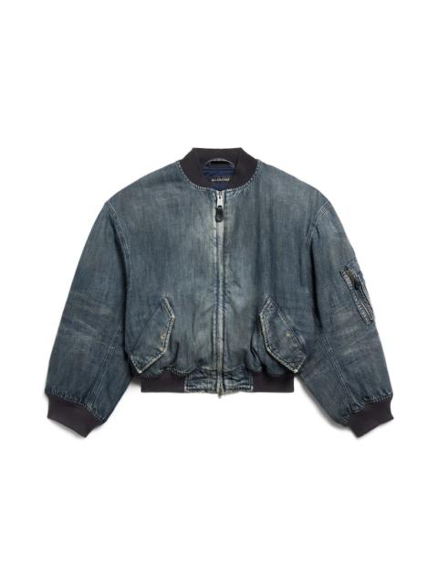 BALENCIAGA Women's Standard Denim Bomber in Blue