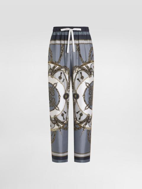 Dolce & Gabbana Cargo-print vanity silk twill trousers