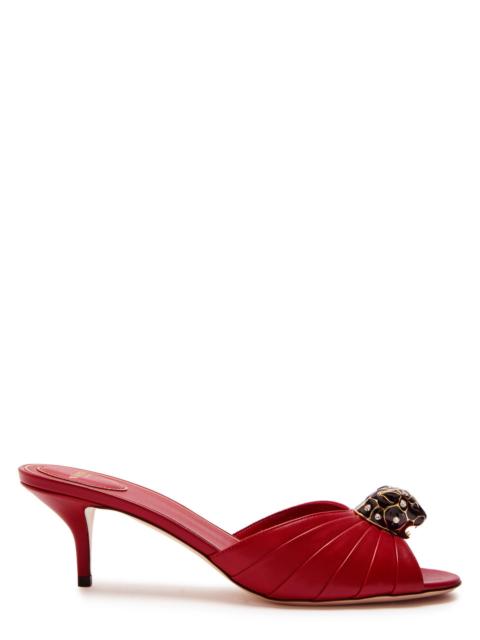 Valentino Valentino Pas De Chat Embellished Gathered Leather Mules