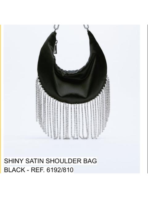 Other Designers Zara Shiny Satin Rhinestone Shoulder Bag