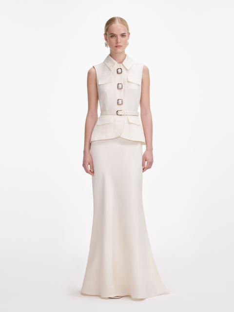 self-portrait Cream Linen Maxi Dress